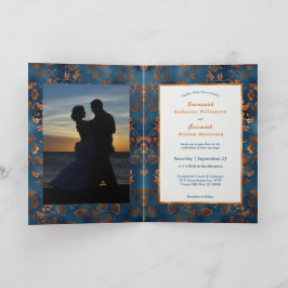 Invitation Personnaliser florale Bleu Chic Cuivre Mariage Bif