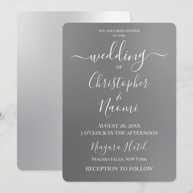 Invitation Personnaliser - Fond gris (Devant / Derrière)