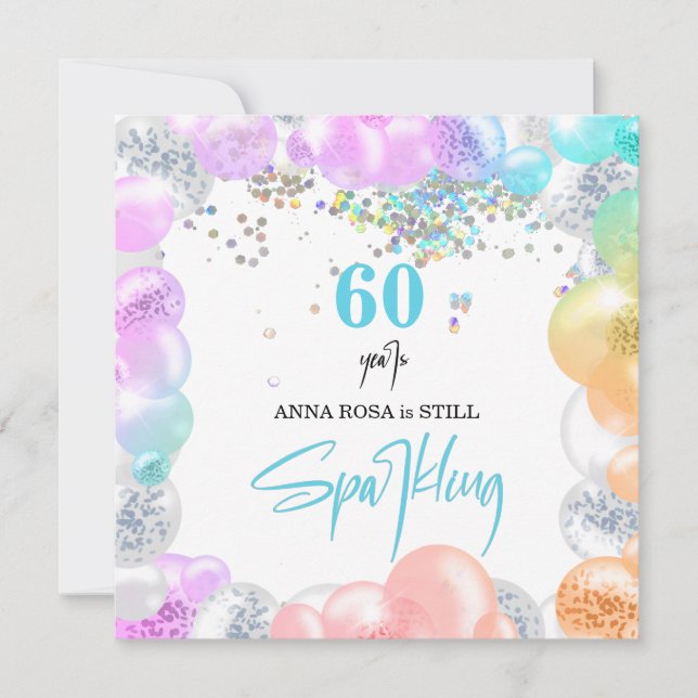 Invitation *~* PERSONNALISER GÉNÉRIQUE à tout âge. ballons go (Devant)