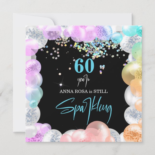 Invitation *~* PERSONNALISER GÉNÉRIQUE tout âge Ballons Anniv (Devant)