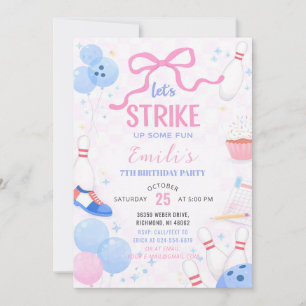 Invitation Personnaliser la fête d'anniversaire de bowling Pi