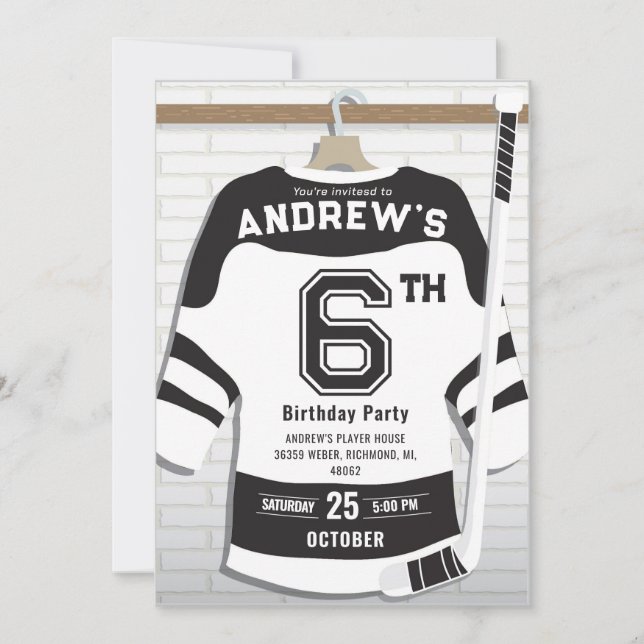 Invitation Personnaliser la fête d'anniversaire de hockey num (Devant)