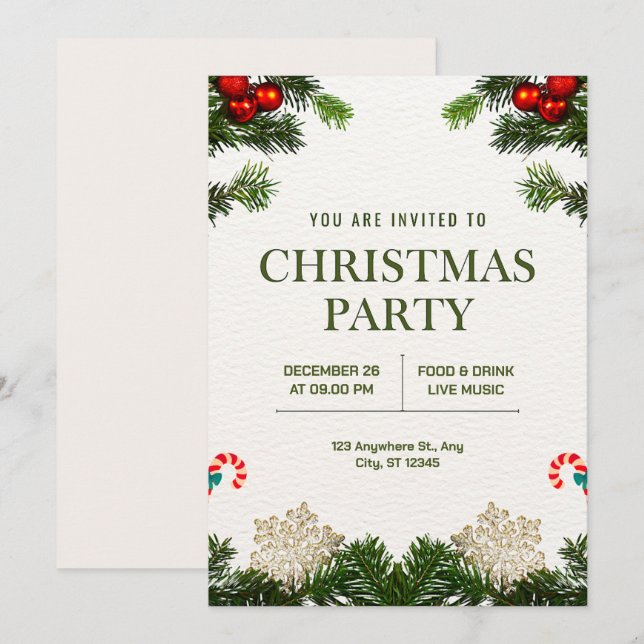 Invitation personnaliser la fête de Noël (Devant / Derrière)