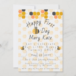 Invitation Personnaliser l'abeille et les fleurs de miel Prem