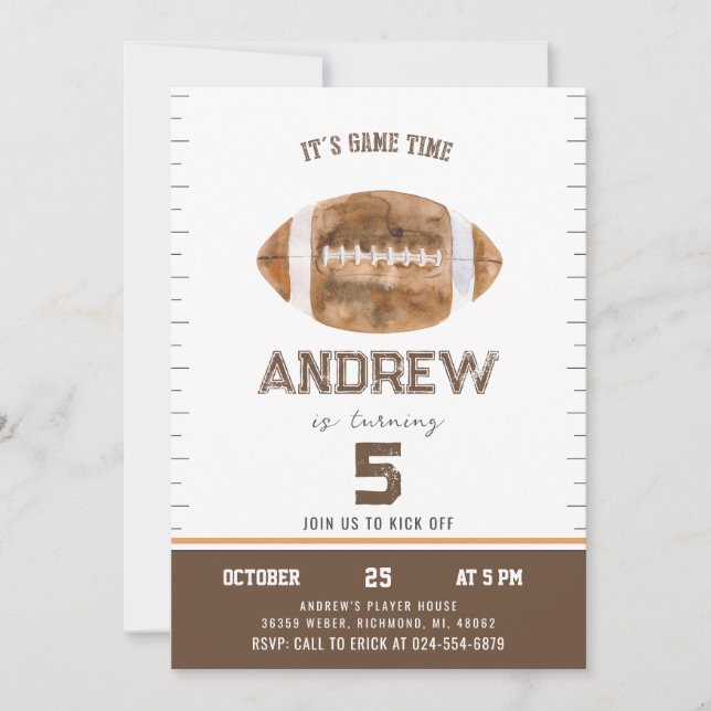 Invitation Personnaliser le football sportif Anniversaire (Devant)