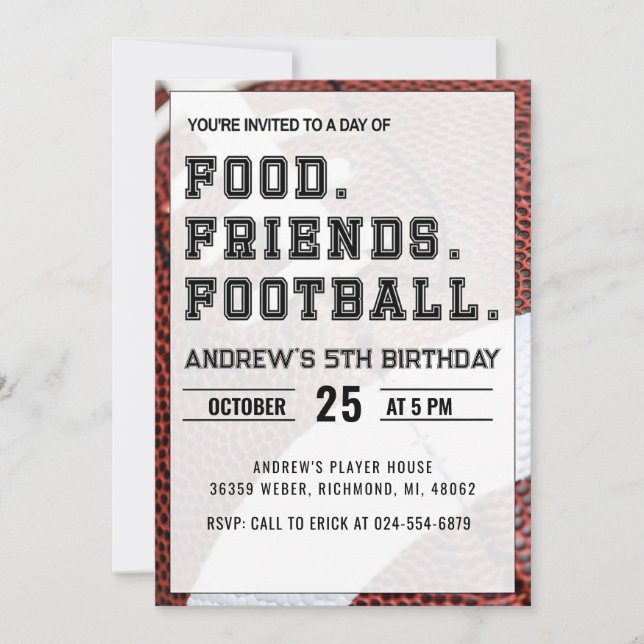 Invitation Personnaliser le football sportif Anniversaire (Devant)