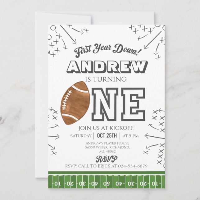 Invitation Personnaliser le football sportif Anniversaire (Devant)