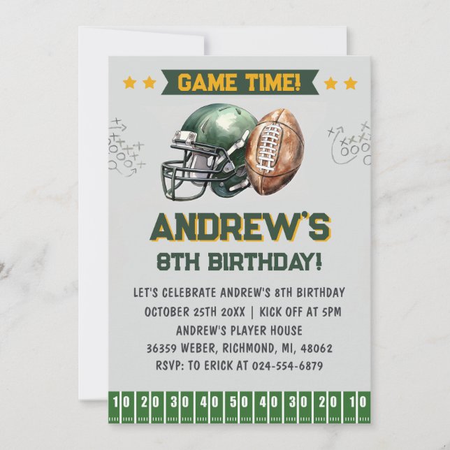 Invitation Personnaliser le football sportif Anniversaire (Devant)
