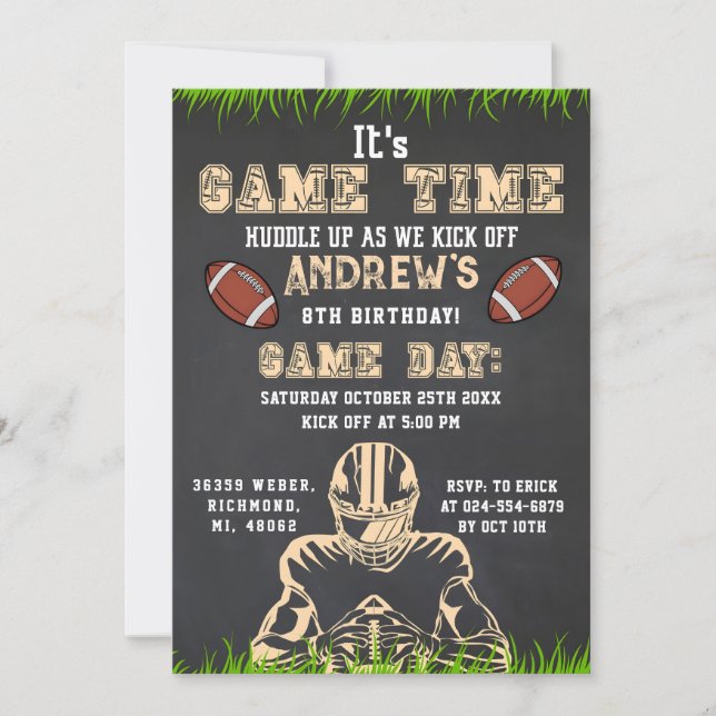 Invitation Personnaliser le football sportif Anniversaire (Devant)