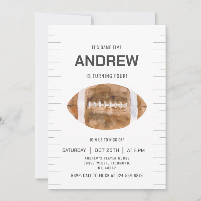 Invitation Personnaliser le football sportif Anniversaire (Devant)