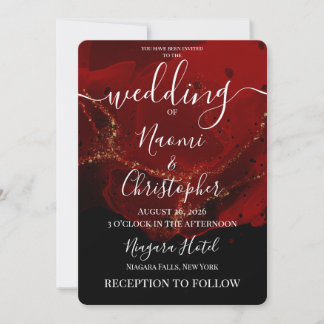 Invitation Personnaliser : Mariage à l'encre alcoolique rouge