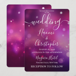 Invitation Personnaliser : Mariage avec lumières bokeh rose f