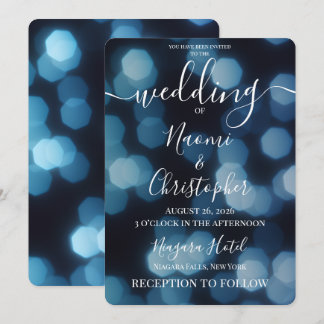 Invitation Personnaliser : Mariage Bokeh Célébration Bleue