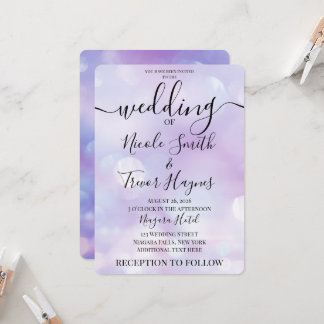 Invitation Personnaliser : Mariage Ethéré Bokeh Violet