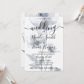 Invitation Personnaliser : Mariage Fleurs Bleues Translucides