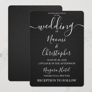 Invitation Personnaliser : Mariage Simple Texture Vinyle Noir