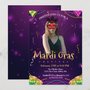 Invitation Personnaliser Photo Rouge Masquerade Masques Masqu