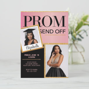 Invitation Personnaliser Sparkling Rose Black Prom Envoyer la