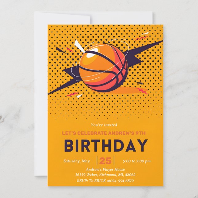 Invitation personnaliser Sport Basketball Anniversaire (Devant)