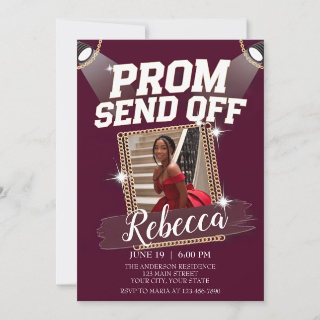 Invitation Personnaliser Spotlight Prom Envoi de la chaîne Bl (Devant)