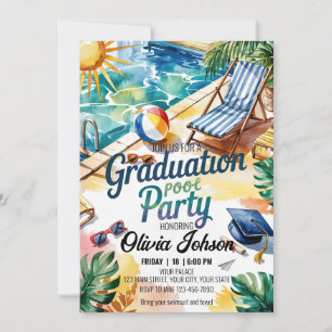 Invitation Personnaliser Sun Lounge Chaise Graduation Pool Pa