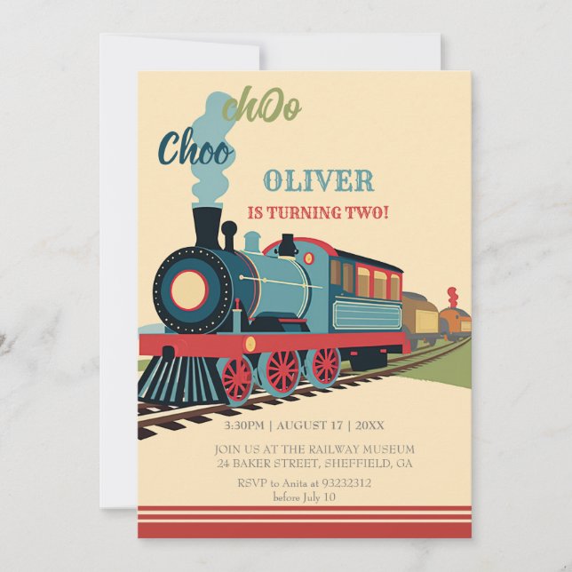 Invitation Personnaliser Train Party Boy Train Ticket Anniver (Devant)