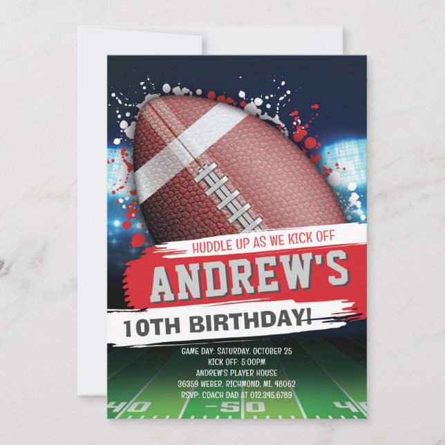 Invitation Personnalisez la Fête américaine de FOOTBALL WATT (Devant)