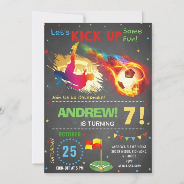 Invitation Personnalisez la fête d'anniversaire du football n (Devant)