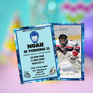 Invitation Personnalisez l'anniversaire des enfants du hockey