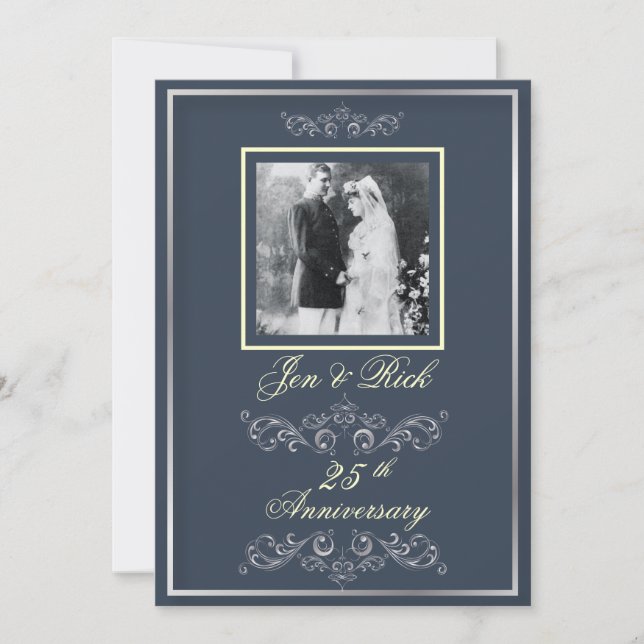 Invitation Personnalisez-le ! Photo couleur 25e anniversaire/ (Devant)