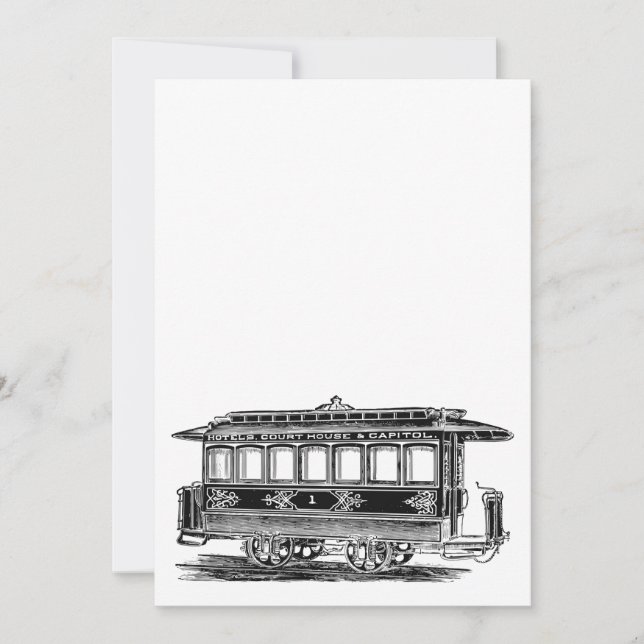 Invitation Personnalisez-le |Vieux tramway |Voitures ancienne (Devant)