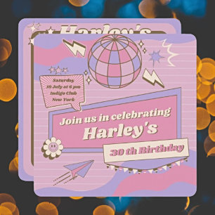 Invitation Personnalisez votre fête Super Disco Ball Annivers