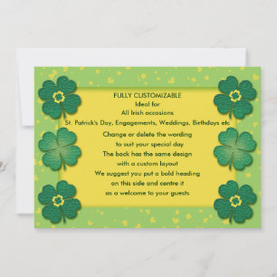 Invitation Personnalité shamrock irlandaise du trèfle chanceu