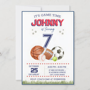 Invitation Personnel All Star Sports Anniversaire Fête Invita