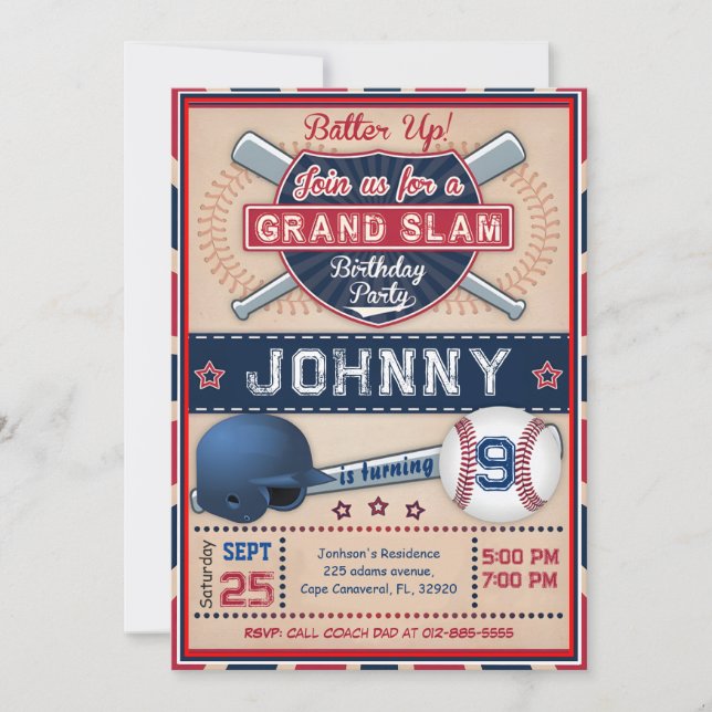 Invitation personnelle de base-ball (Devant)