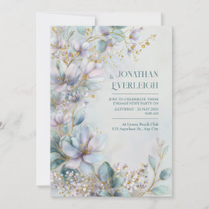 Invitation Pervenche Filament Or Botanique Éthéré
