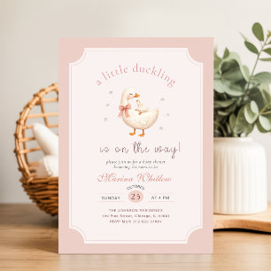 Invitation Pet Caneton en route Fête prénatale Bébé Ruban Ros