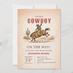 Invitation Pet Cow-boy En Route Baby Shower