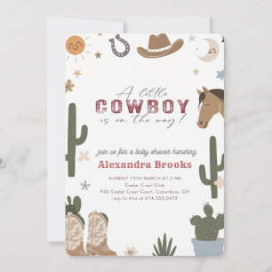 Invitation Pet Cow-boy En Route Fête Prénatale Western Bébé