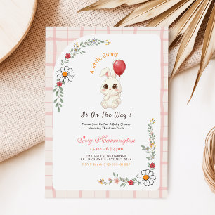Invitation Pet Lapin en route Fête de Naissance Florale Bébé