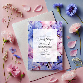 Invitation Pétal rose, Cornflower bleu et mauve violet Mariag