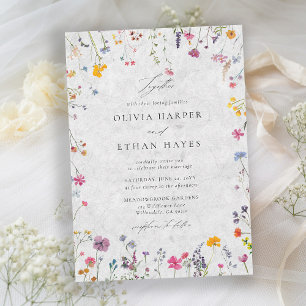 Invitation Pétale de Fleur Sauvage Ivory Aquarelle Élégant Ma