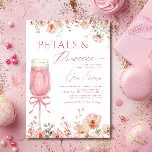 Invitation Pétales à mâchoires roses et Fête des mariées à br