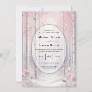 Invitation Pétales congelés dans un Mariage de bois hivernal