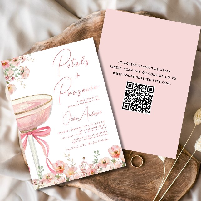 Invitation Pétales de code QR et Fête des mariées de cache ro (Créateur téléchargé)