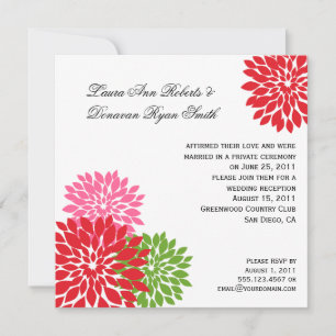 Invitation Pétales de fleurs vert foncé et rose pâle