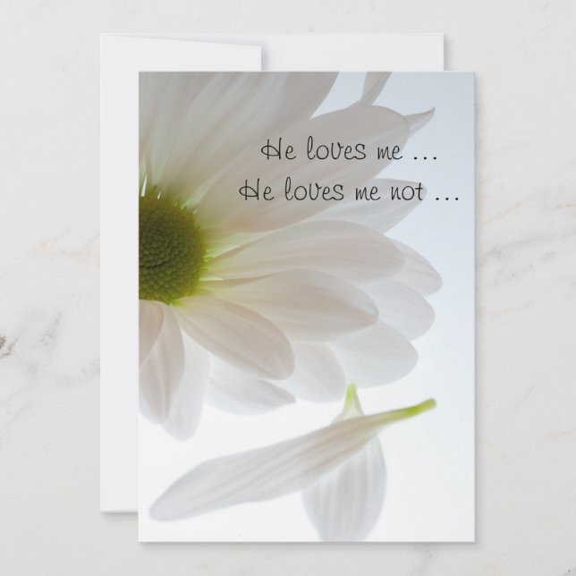 Invitation Pétales de marguerite blanc Il M'aime Partie d'eng (Devant)