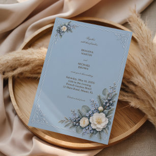 Invitation Pétales de porcelaine sur velours bleu