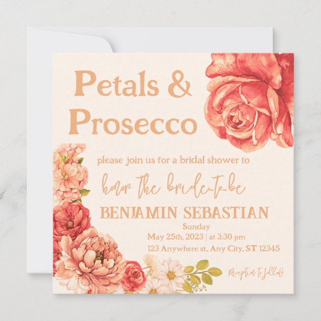 Invitation pétales de poursuites élégant floral nuptiale (Devant)