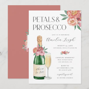 Invitation Pétales de rose et prosecco rose floral